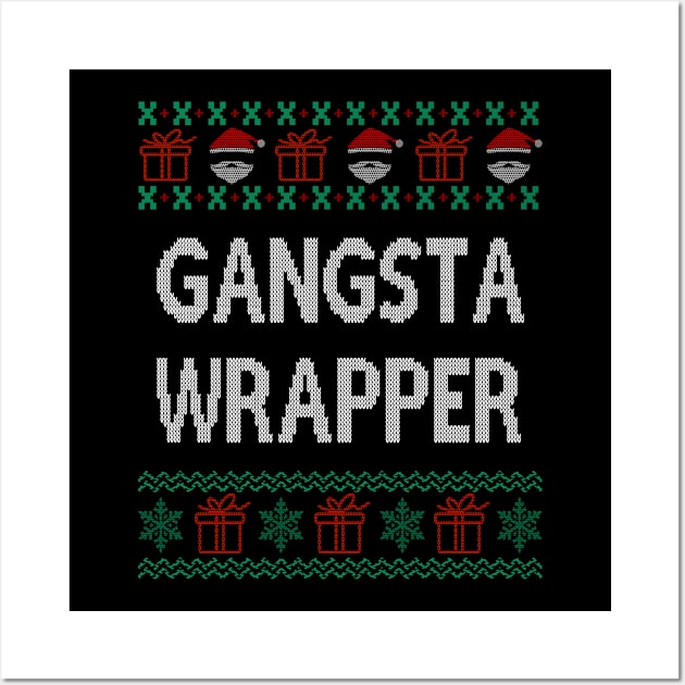 Gangsta Wrapper ugly christmas sweater Wall Art by Bao1991